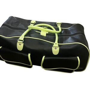 CGull Black and Green Expression Leather Rolling Tote Bag